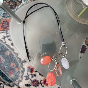 5 for $15 Paparazzi Ladies long leather strap & acrylic bead necklace